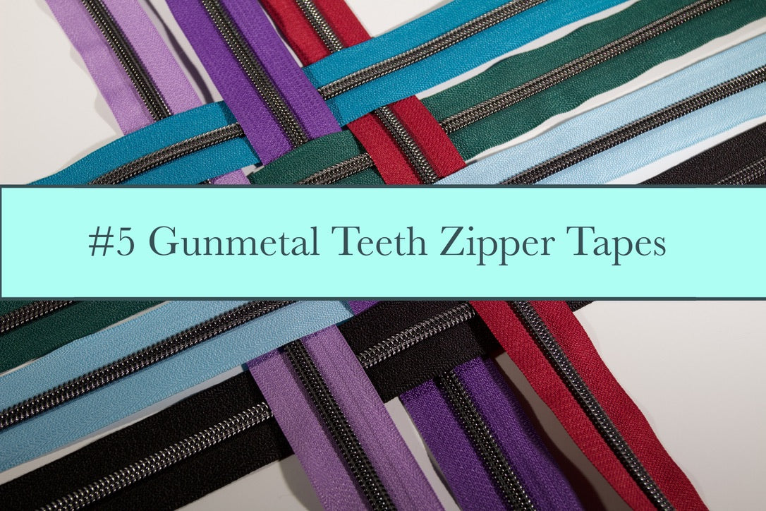 #5 Zippers by The Yard Grey Tape Gunmetal Teeth