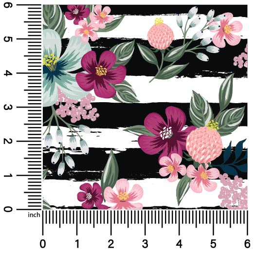 Grunge Floral B&W Stripe | 18" Vinyl Roll
