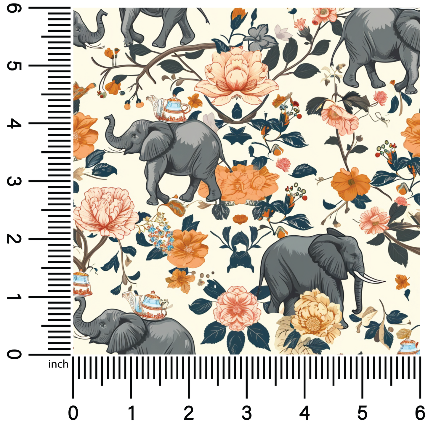 Elephant Tea Party | 18" Vinyl Roll