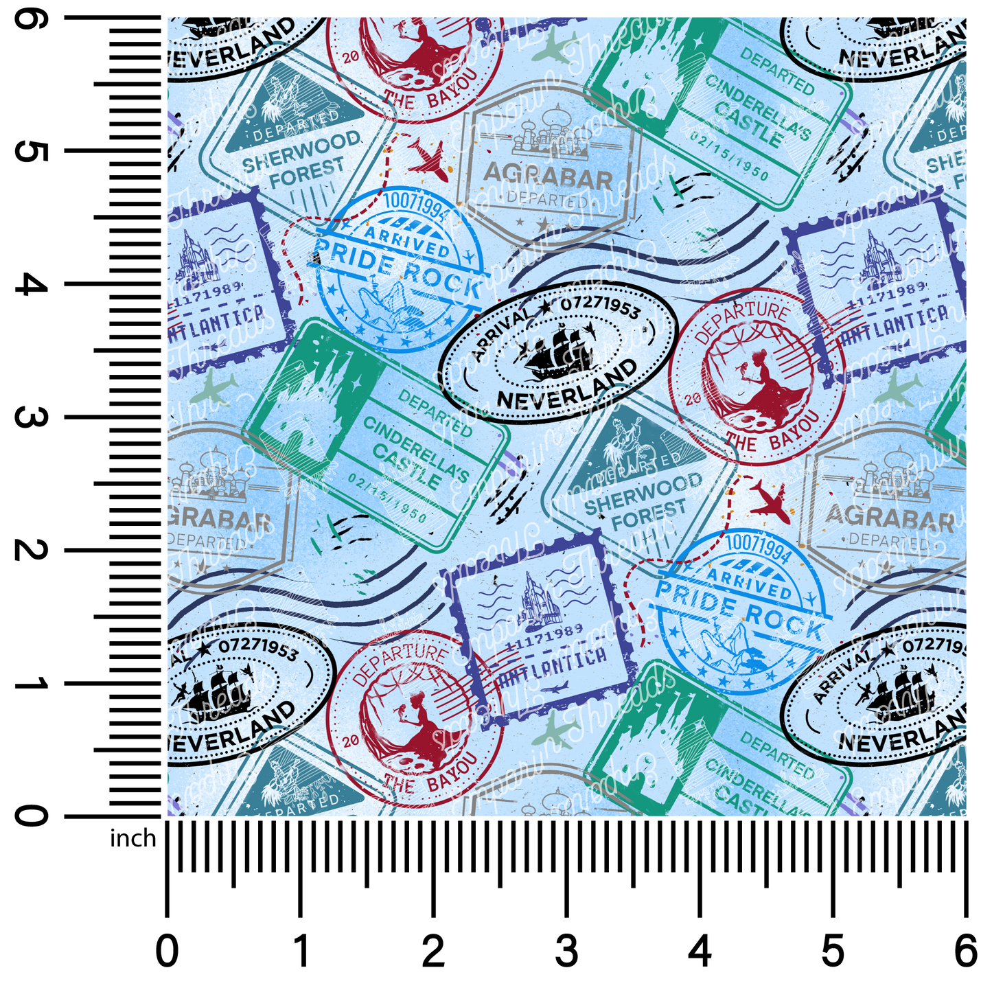 New World Passport Stamps | 18" Vinyl Roll