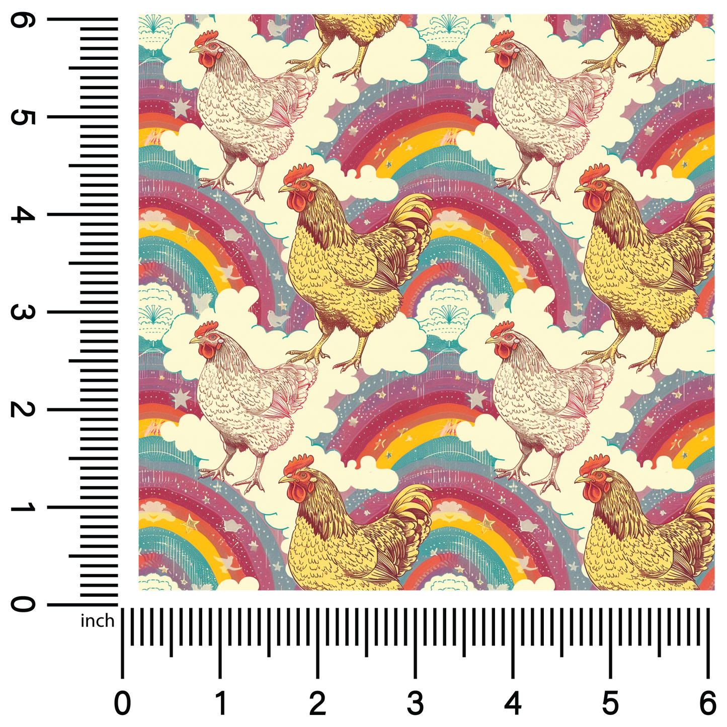 Rainbow Chickens | 18" Vinyl Roll