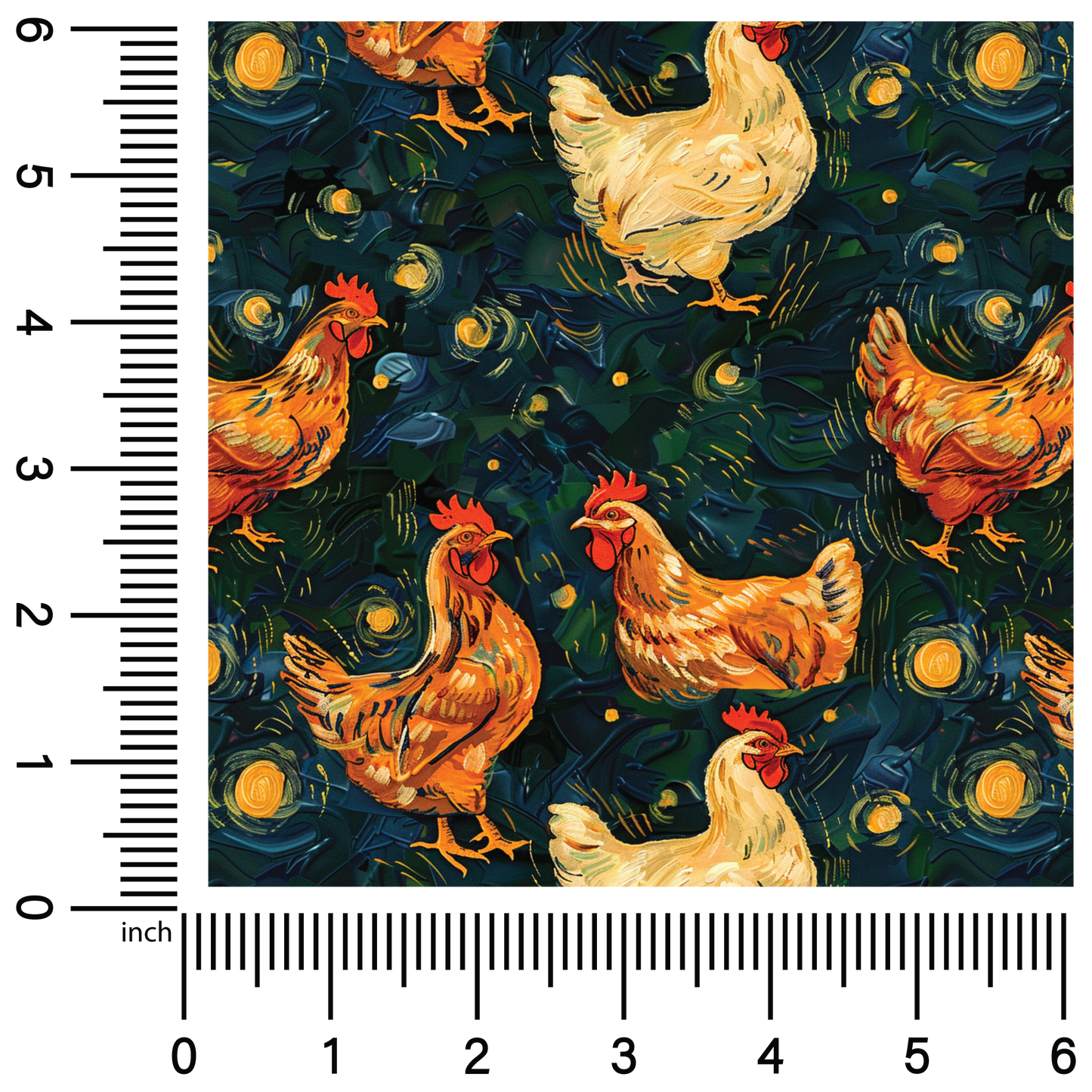 Van Gogh Chickens | 18" Vinyl Roll