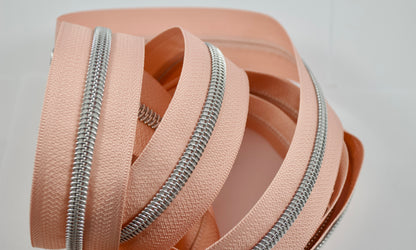 Silver #5 Zipper tape | 2 yards | Various colors