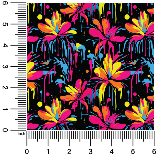 Neon Dripping Flowers | 18" Vinyl Roll