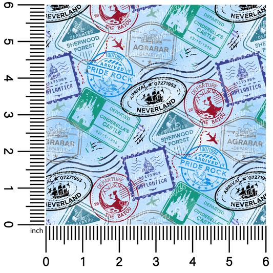 New World Passport Stamps | 18" Vinyl Roll