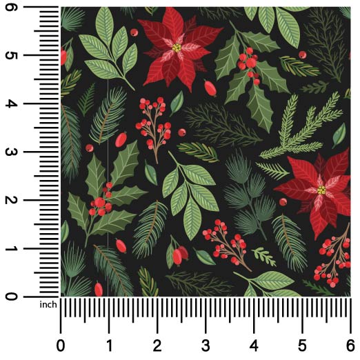 Poinsettias on Black | 18" Vinyl Roll