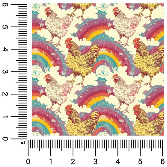 Rainbow Chickens | 18" Vinyl Roll