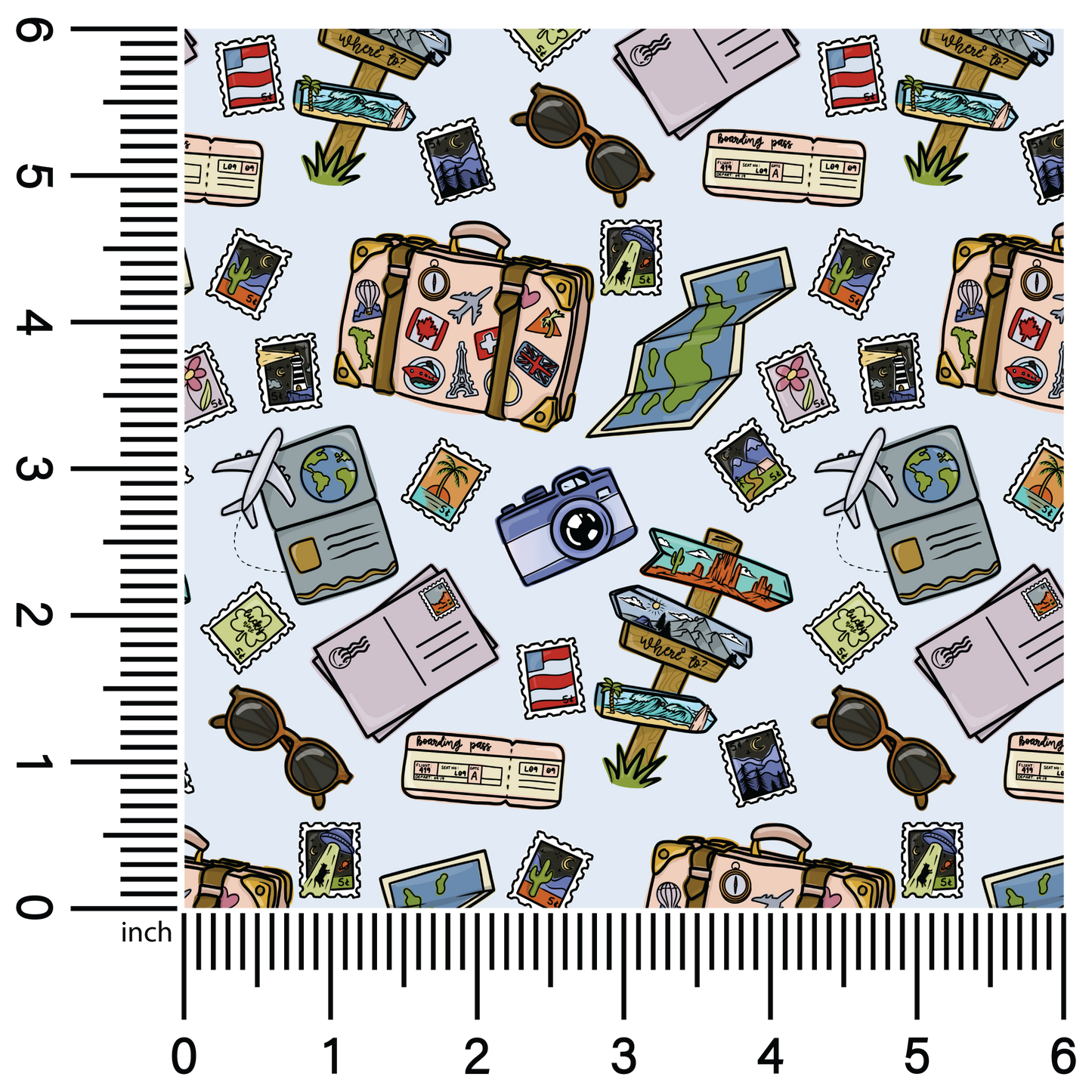 Travel Icons | 18" Vinyl Roll