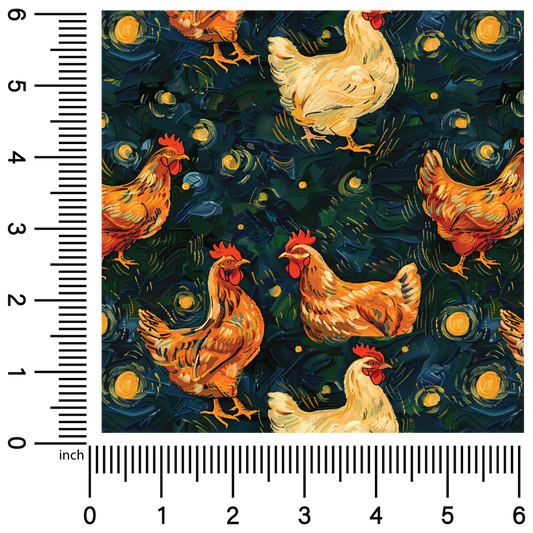Van Gogh Chickens | 18" Vinyl Roll