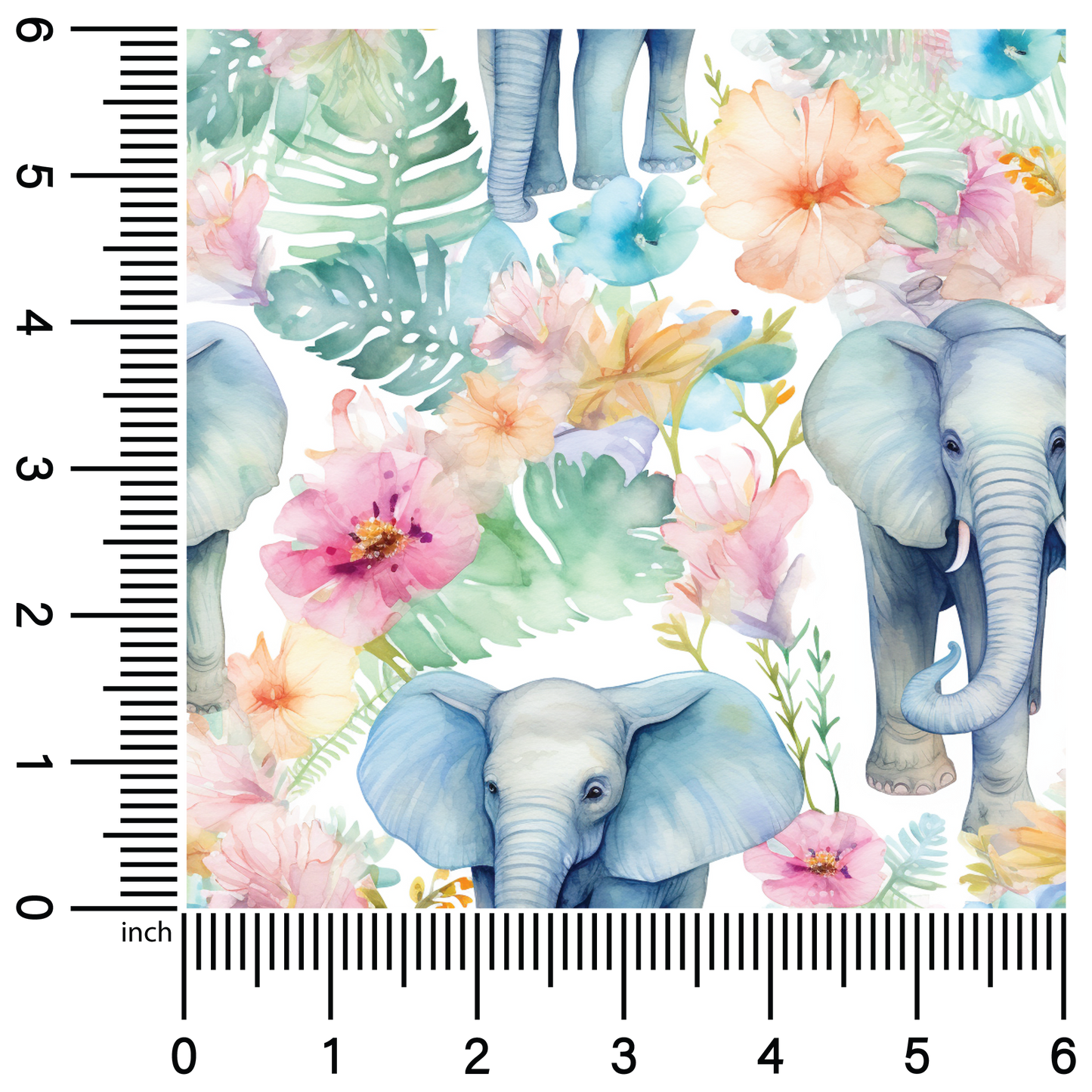 Watercolor Elephants| 18" Vinyl Roll