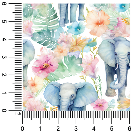 Watercolor Elephants| 18" Vinyl Roll