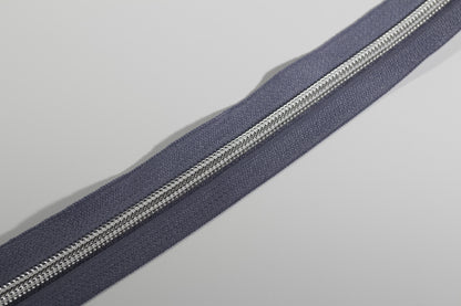 Silver #5 Zipper tape | 2 yards | Various colors